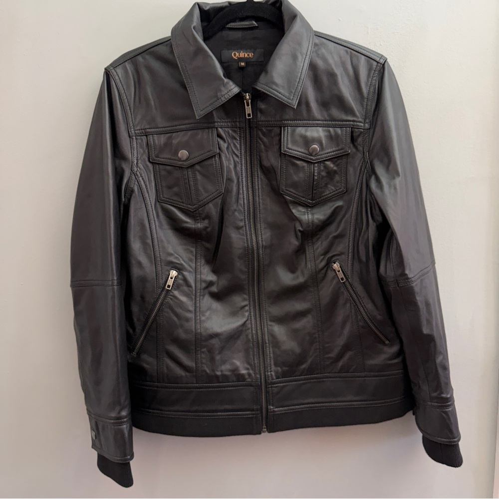 Quince 100% Sheep Leather Jacket, Size Medium